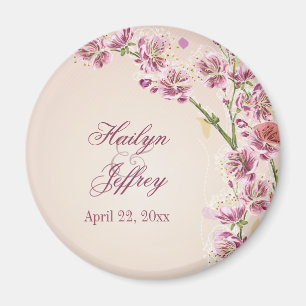 Lilac purple watercolor flowers wedding favour magnet