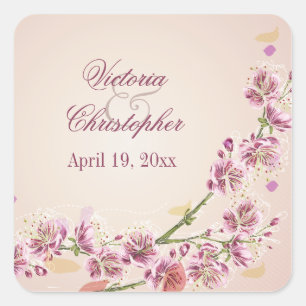 Lilac purple watercolor flowers wedding stickers