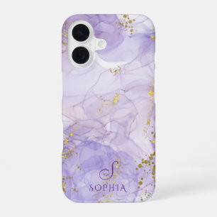 Lilac purple watercolor Ink Customisable iPhone 16 Case