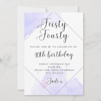 Lilac Purple Watercolour 40th Birthday Invitation