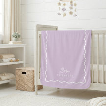 Lilac Purple Wavy Border Monogrammed