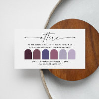 Lilac Purple wedding attire dress code palette QR
