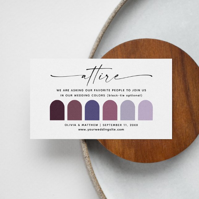 Lilac Purple wedding attire dress code palette QR Enclosure Card (Creator Uploaded)