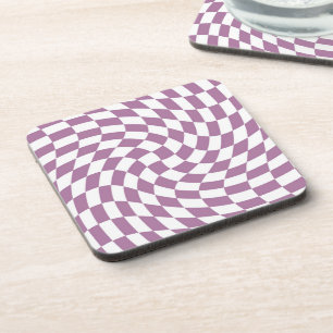 Lilac Purple Wedding Collection Check Chequered Coaster