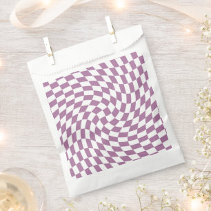 Lilac Purple Wedding Collection Check Chequered   Favour Bag
