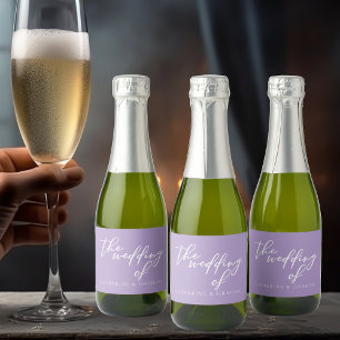 Lilac Purple Wedding Personalised Mini Sparkling Wine Label
