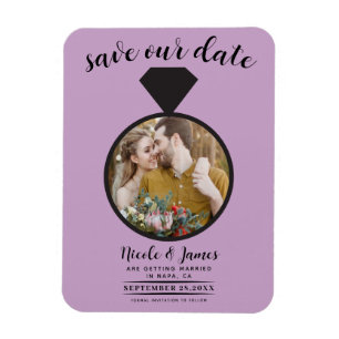 Lilac Purple Wedding Ring Photo Save the Date Magnet
