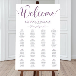 Lilac Purple Wedding Seating Chart with 16 Tables