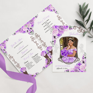Lilac Purple Western Charro Quinceañera Program