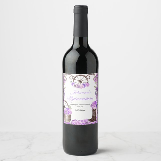 Lilac Purple Western Charro Wine Label (Front)