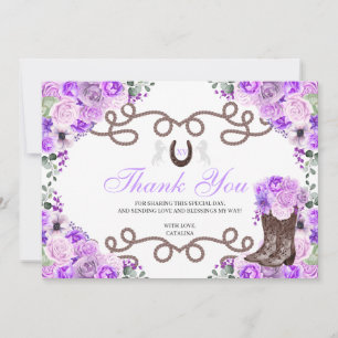 Lilac Purple Western Horse Quinceanera Thank You  Card