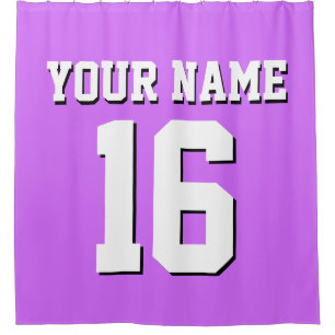 Lilac Purple White Sports Jersey Team Jersey Shower Curtain