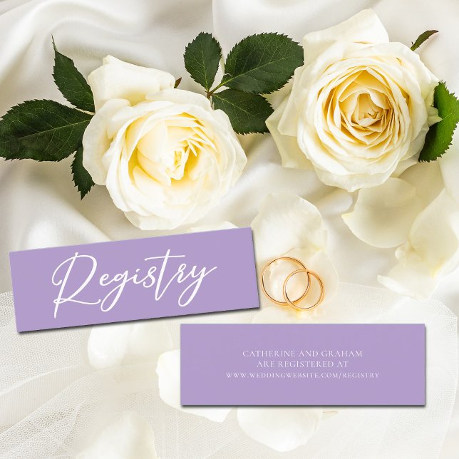 Lilac Purple White Wedding Registry Website Mini Business Card (Creator Uploaded)