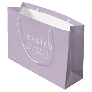 Lilac Purple Will You Be My Bridesmaid Proposal Large Gift Bag