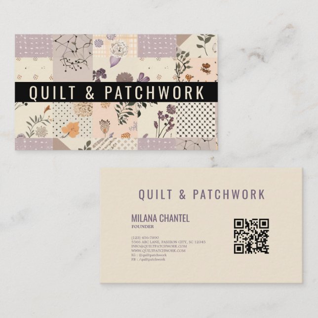 Lilac Quilt Patchwork Handmade Clothing  Business Card (Front/Back)