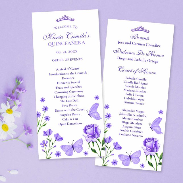 Lilac Quinceañera Order of Events Program (Lilac Quinceañera Order of Events Program)