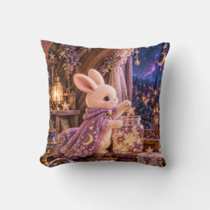 Lilac Rabbit Moonlit Stargazing Studio Cushion