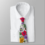 Lilac Red White Yellow Poppies & Green Leaves Tie<br><div class="desc">This is a colourful watercolor pattern of multicolored lilac,  red,  white and yellow poppy flowers with green leaves on a white background.
You can change the background colour by clicking the "Personalise" button and then on the inscription "Click to customise further".</div>