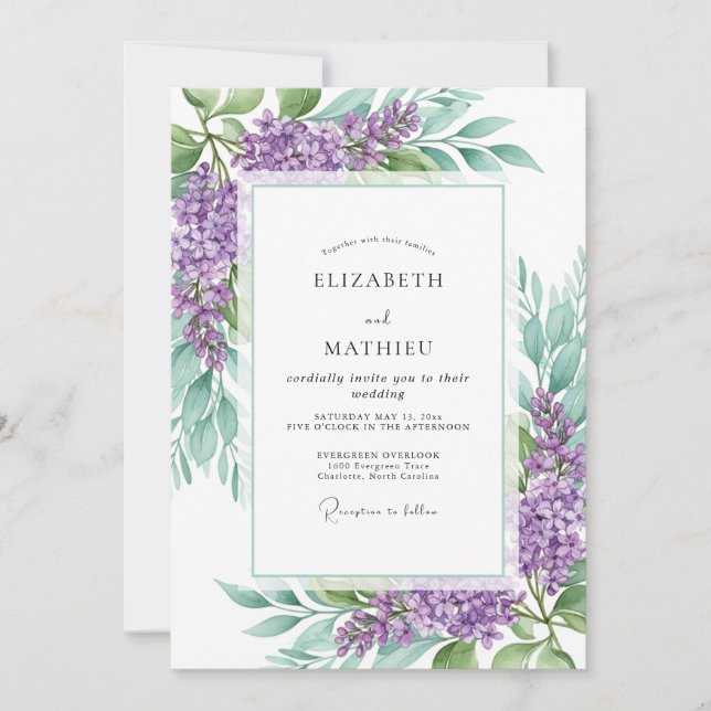 Lilac Resplendent Spring Wedding Invitation (Front)
