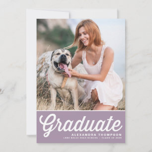 Lilac Retro Bold Typography Photo Graduation Invitation