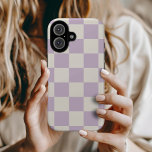 Lilac Retro Check iPhone 16 Case<br><div class="desc">Trendy boho chequerboard print phone case in cream and lilac purple colours. Use the design tools to add your own monogram,  name or other text,  or change the background colour to create a unique one of a kind device cover.</div>