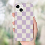 Lilac Retro Check Case-Mate iPhone 14 Case<br><div class="desc">Trendy boho chequerboard print phone case in dusty lavender purple and ivory colours. Use the design tools to add your own monogram,  name or other text,  or change the background colour to create a unique one of a kind device cover.</div>