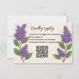 Lilac Reverie QR Code RSVP Card