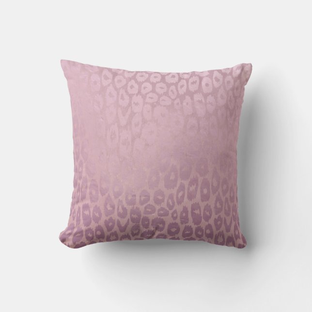 Lilac Rode Golg Glitter Leopard Texture Cushion (Front)