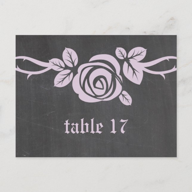 Lilac Rose Chalkboard Table Number Postcard (Front)