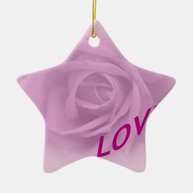 Lilac Rose for Love Ceramic Ornament (Front)
