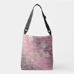 lilac,rose, gold, silver, thank + you, flowers, crossbody bag