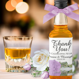 Lilac Rose Reflections Wedding Thank You Mini Liquor Bottle Label