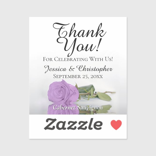 Lilac Rose Wedding Thank You Mini Bottle Label (Sheet)