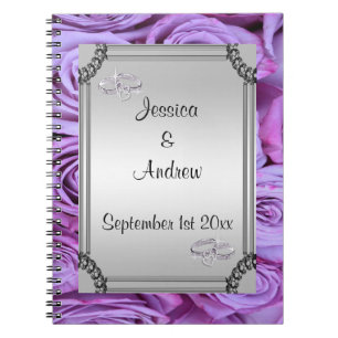 Lilac Roses & Diamond Wedding Rings Guest Book