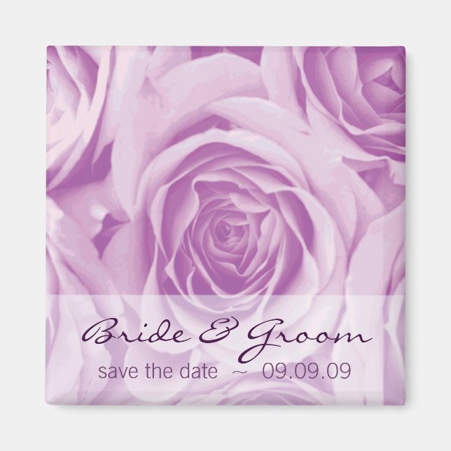 Lilac Roses Save the Date Fridge Magnet (Front)