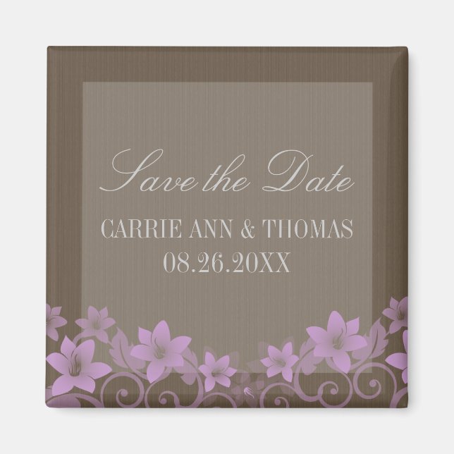 Lilac Rustic Floral Save the Date Magnet (Front)