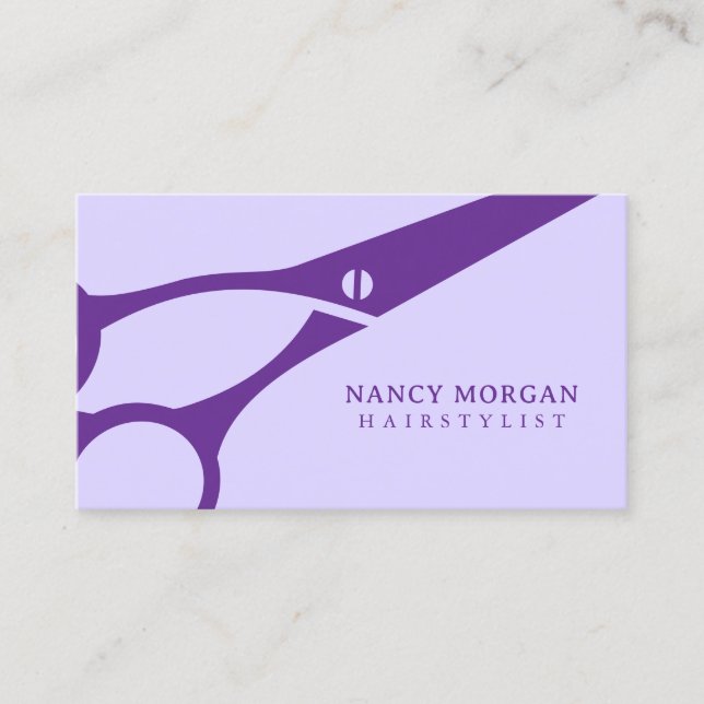 Lilac Scissor Hairstylist Purple Business Card (Front)
