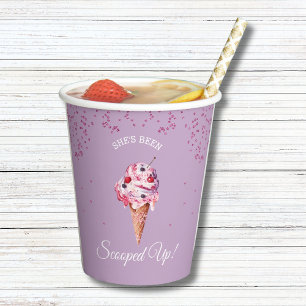 Lilac Scooped Up Glitter Ice Cream Bridal Shower Paper Cups