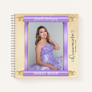 Lilac Scroll Photo Budget Quinceañera Guest Book