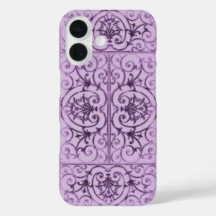 Lilac scrollwork pattern iPhone 16 case
