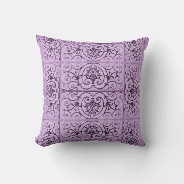 Lilac scrollwork pattern cushion (Front)