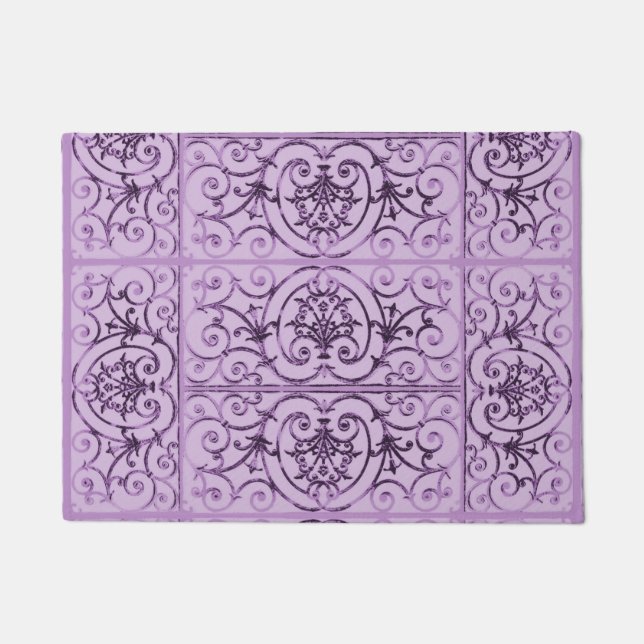 Lilac scrollwork pattern doormat (Front)