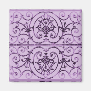 Lilac scrollwork pattern magnet