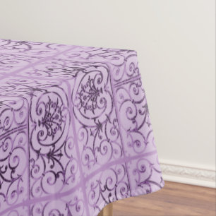 Lilac scrollwork pattern tablecloth