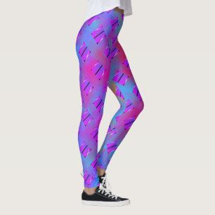Lilac shapes, bluish circles or abstract hexagon leggings