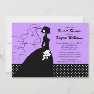 Lilac Silhouette Bride Bridal Shower Invite
