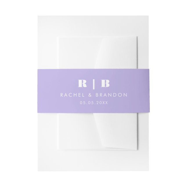 Lilac Simple Minimal Monogram Wedding Invitation Invitation Belly Band (Front Example)