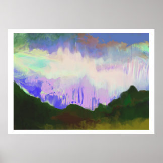 Lilac sky and mountain poster