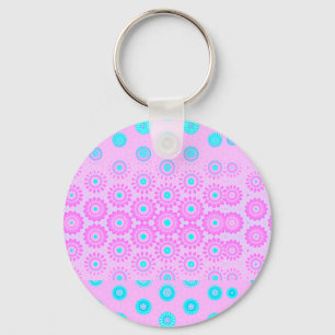 Lilac, Sky Blue and Pink Flowers  Key Ring