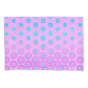 Lilac, Sky Blue and Pink Flowers Pillowcase